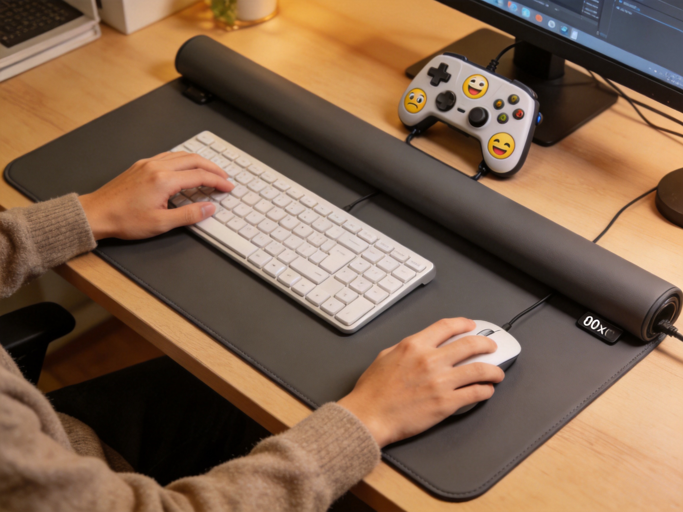 Fun Emoji Heat-Sensitive Desk Mat for Warm, Efficient Workspaces