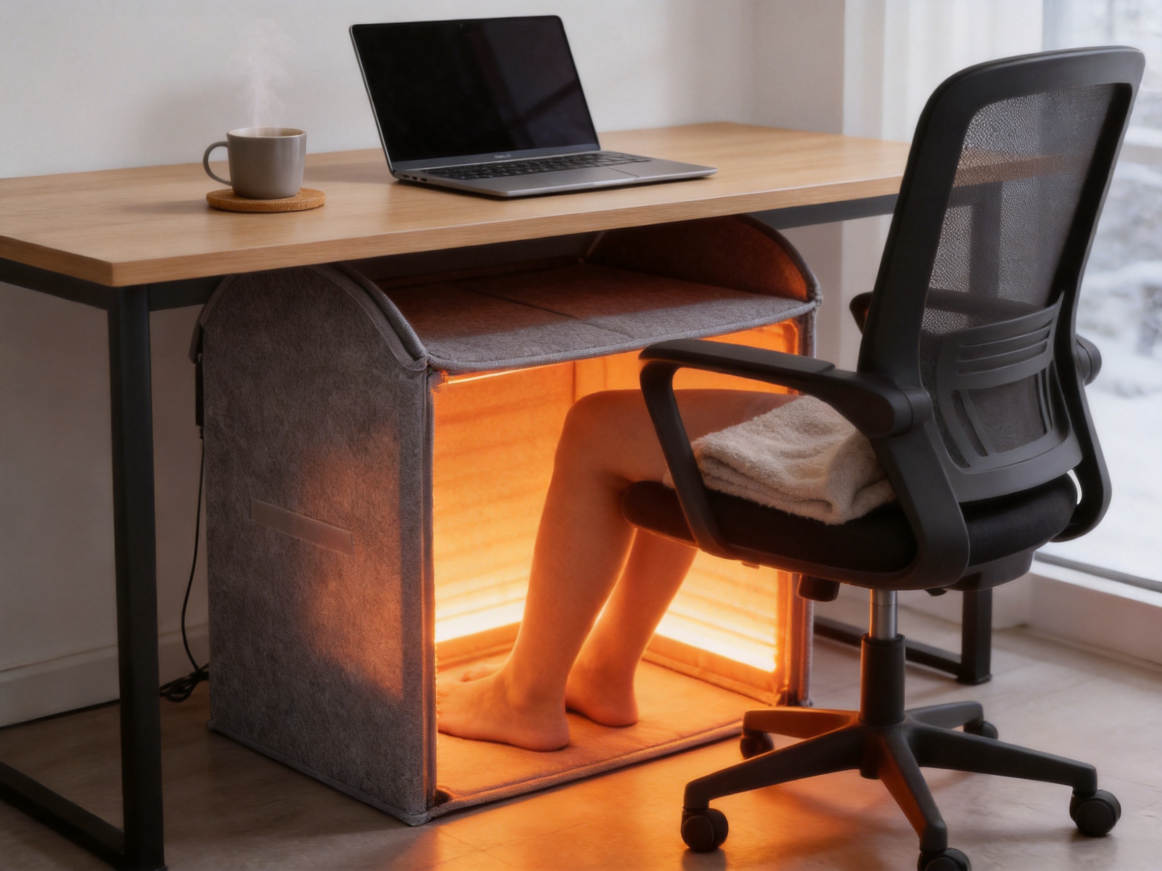 Intelligent 5D Heated Enclosure for Safer Under-Desk Comfort